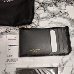 Ysl leather zip card wallet